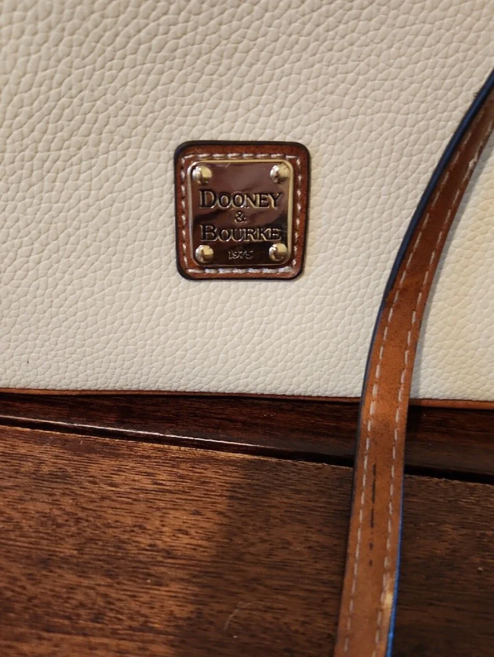 Dooney & Bourke Cream and Brown Leather-Trim Crossbody